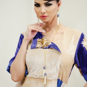 Saraya - Royal Garden Blue Tulip Necklace	