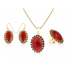 مجموعة مجوهرات مورانو باللون الأحمر