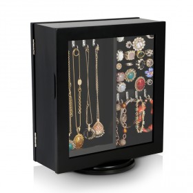 مرآة المجوهرات الدوارة والمزدوجة  - أسود