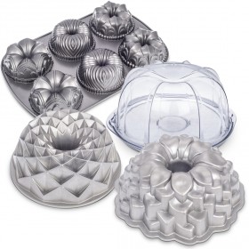 Nordic - Jubilee, Blossom, Garland Bundt Pan & Cake Keeper Set
