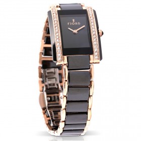 ساعة فيورد فيهيلمينا بالذهب الوردي مع السيراميك الأسود
