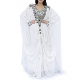 زهرة – جلابية أميرة البيضاء من الشيفون