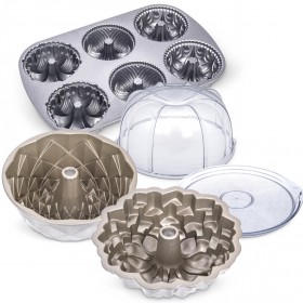 Nordic - Jubilee, Blossom, Garland Bundt Pan & Cake Keeper Set