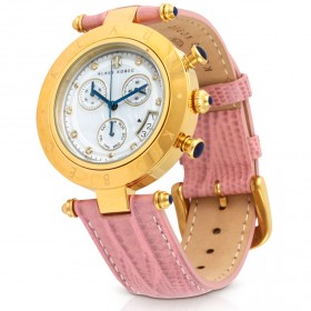 ساعة كلاوس كوبيك بالجلد الوردي الطبيعي