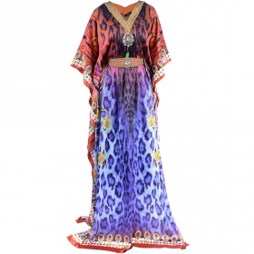 جلابية الفهد الأحمر والأزرق من حرملك