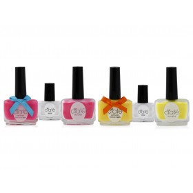 مجموعة طلاء الأظافر الزهري والأصفر من سياتيه