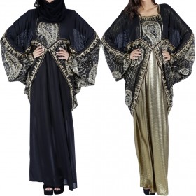 Xela - Cote Azur Black & Gold Kaftan 2 in 1
