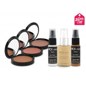 مجموعة كريم أساس ألترا من فيس أتولييه باللون العسلي+ مجموعة بودرة الخدود