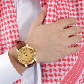 توماس إيرنشو - ساعة الحجر النيزكي الرمادي بالجلد الطبيعي